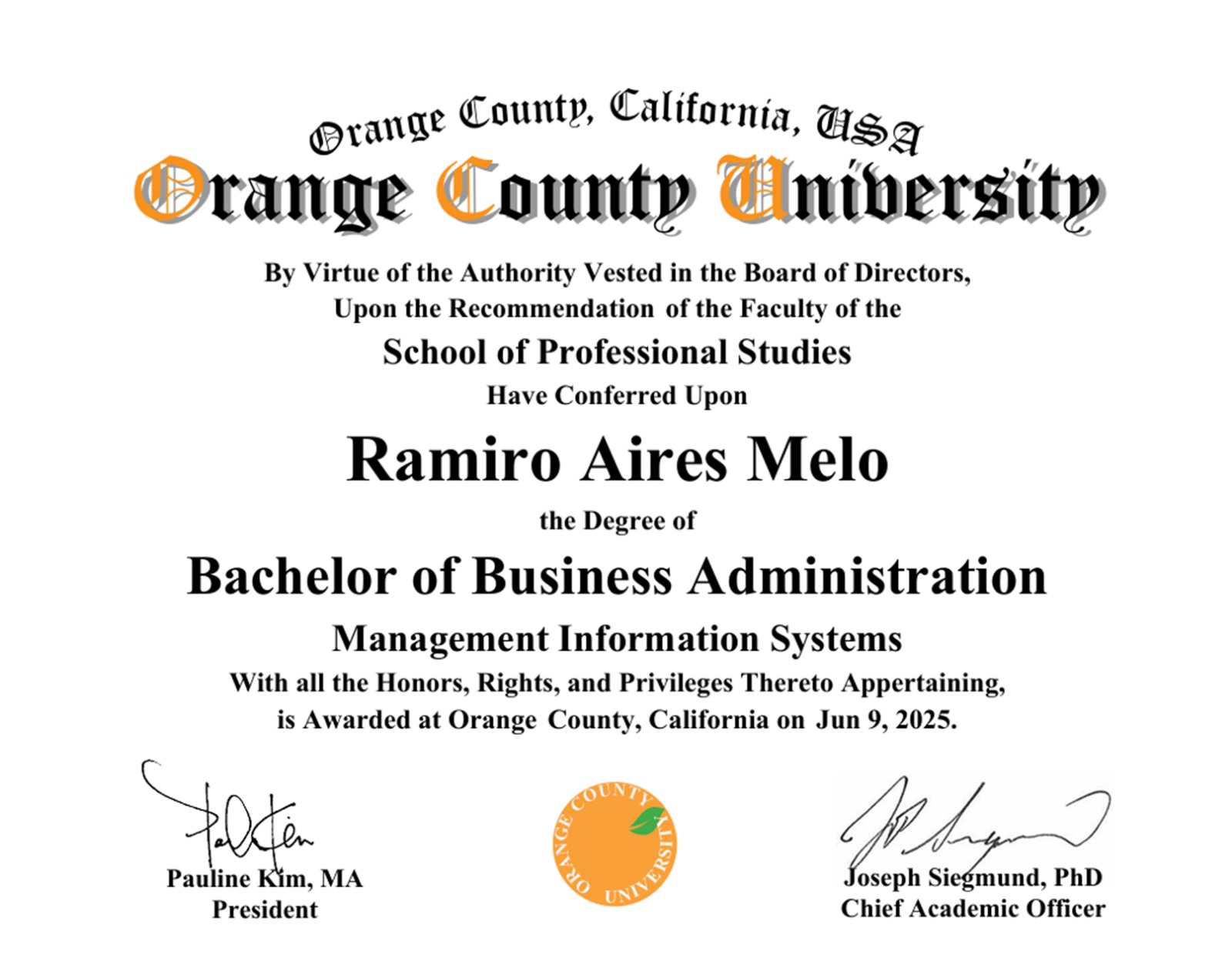 Certificate preview